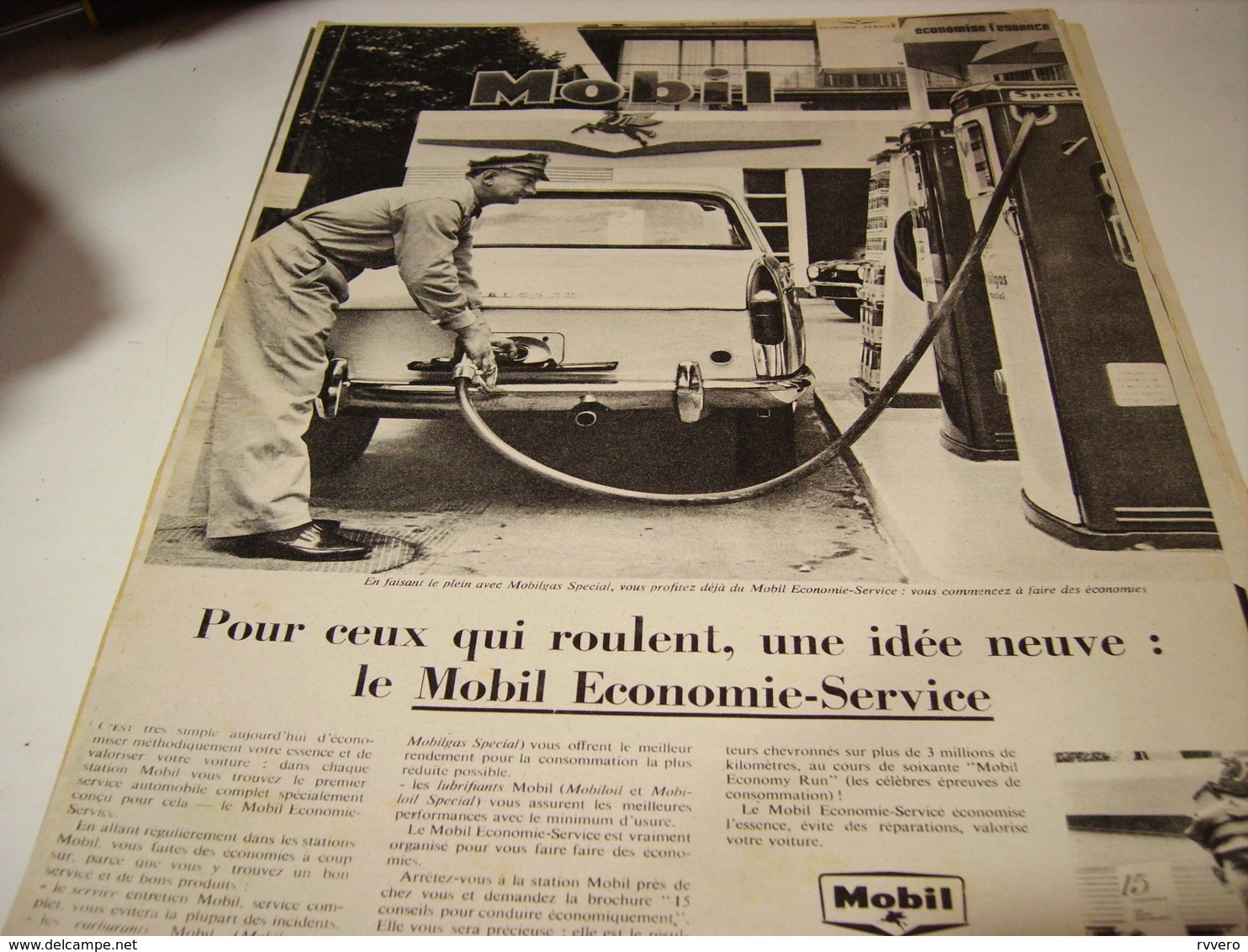 ANCIENNE PUBLICITE CE QUI ROULE  MOBIL ECONOMIE SERVICE 1960 - Autres & Non Classés