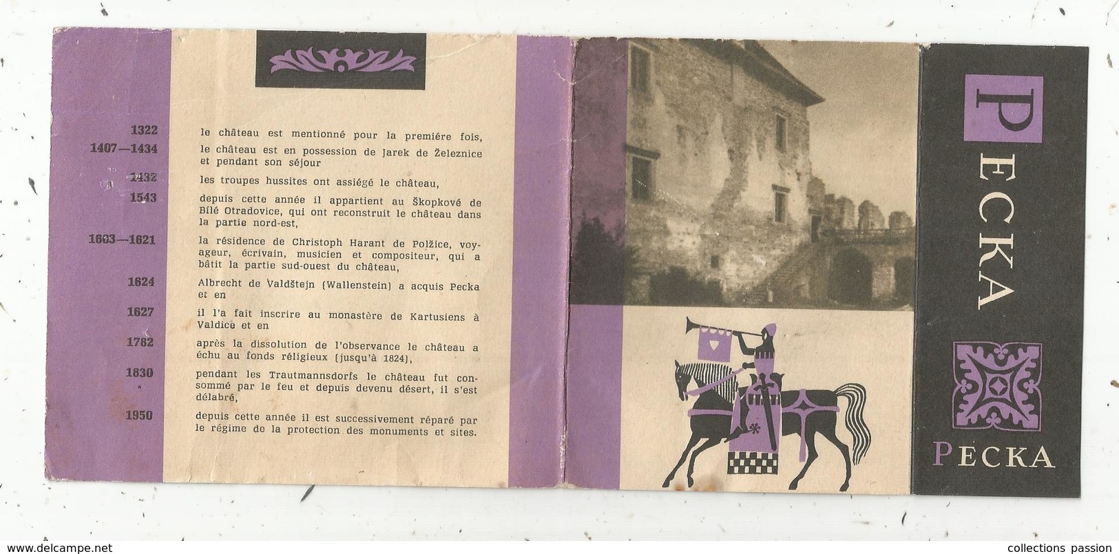 Dépliant Touristique , Tchécoslovaquie , Czechoslovakia , PECKA ,1966  , 2 Scans - Dépliants Touristiques