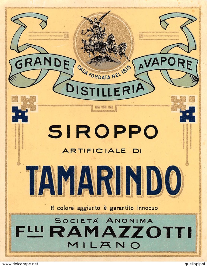 D8962 "SCIROPPO TAMARINDO - GRANDE DISTILLERIA A VAPORE  - FINE XIX SECOLO  ".  ETICHETTA ORIGINALE7 - Fruits Et Légumes