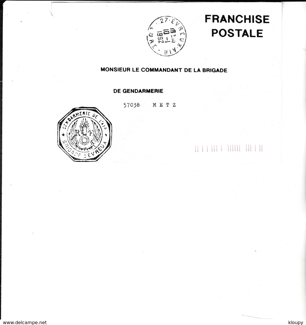 L 3 -  Enveloppe  Gendarmerie De L'Air EVREUX - Cachets Militaires A Partir De 1900 (hors Guerres)