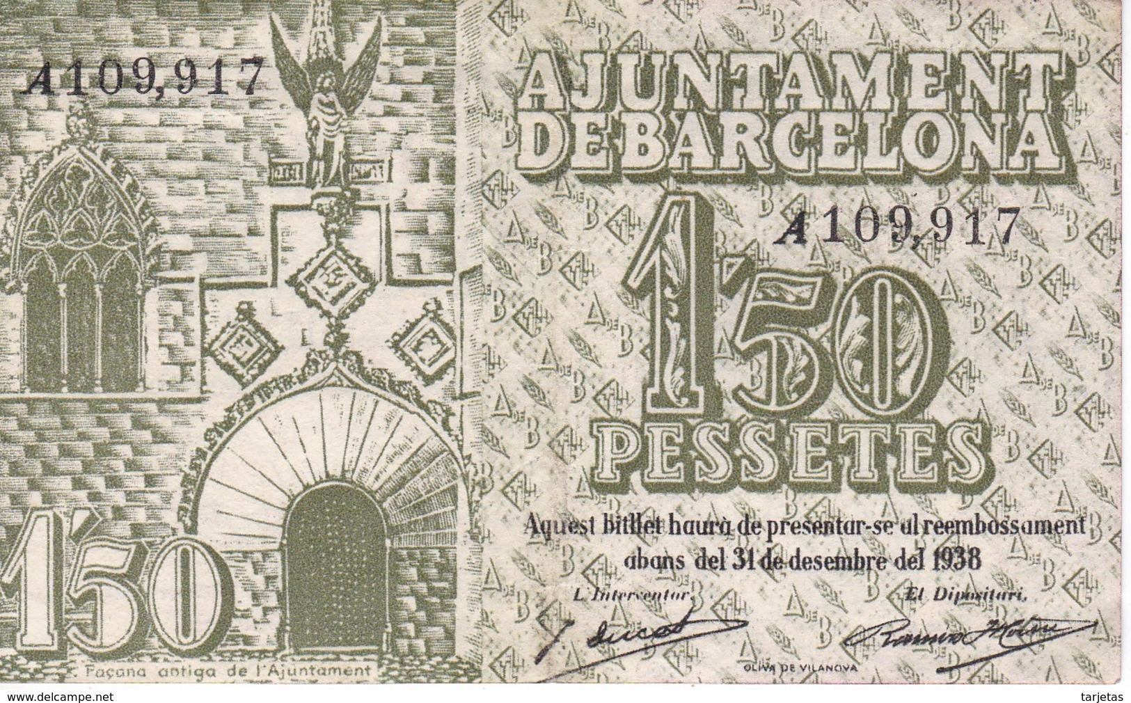 BILLETE DE AJUNTAMENT DE BARCELONA DE 1,50 PESETAS DEL AÑO 1937 (BANKNOTE) - Autres & Non Classés