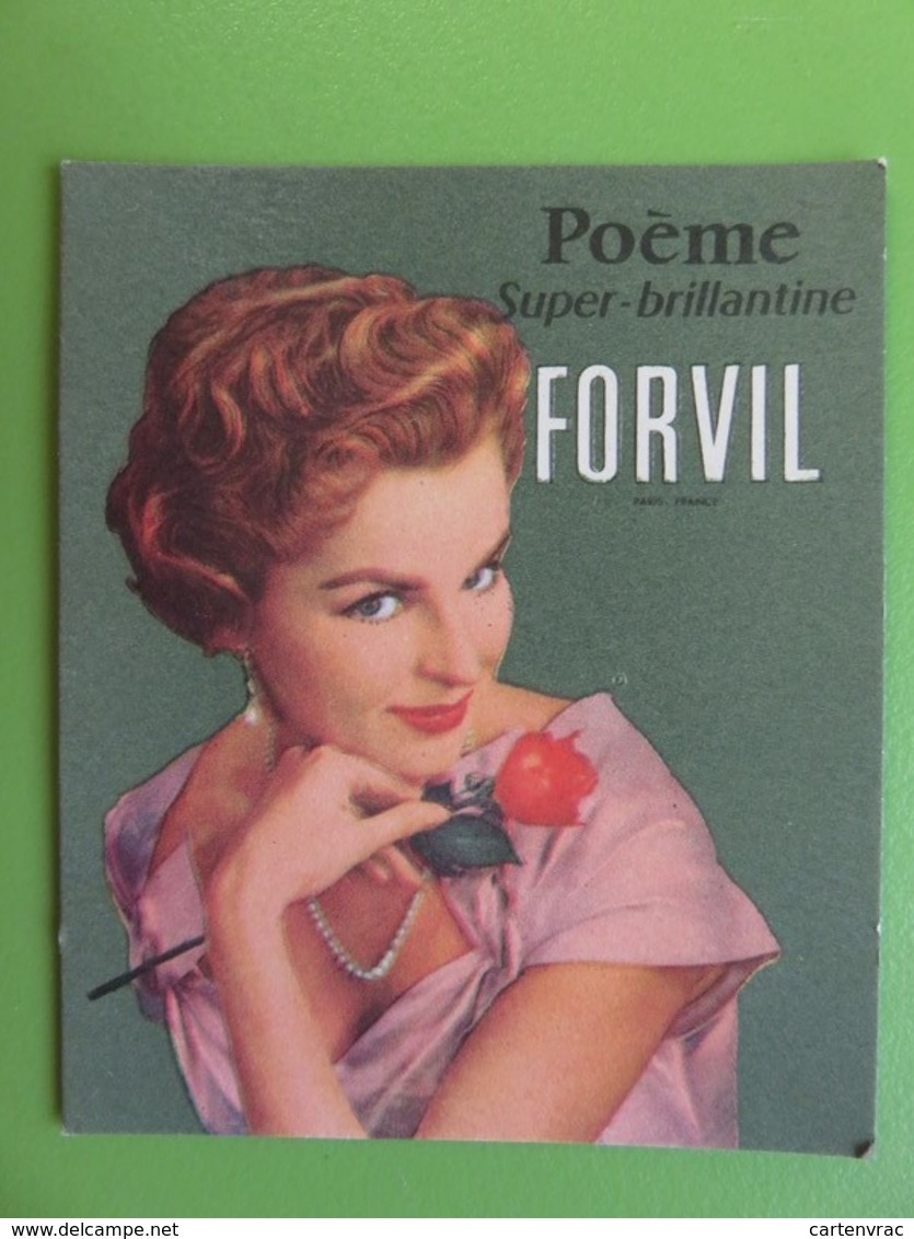 Carte Parfumée - Forvil - Poème Super-brillantine - Paris - France - Belle Dame Tenant Une Rose - Anciennes (jusque 1960)