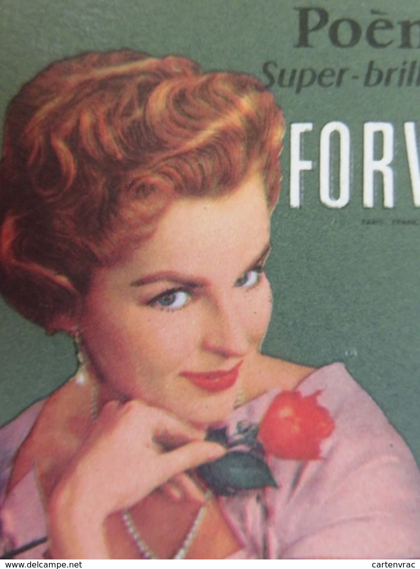 Carte Parfumée - Forvil - Poème Super-brillantine - Paris - France - Belle Dame Tenant Une Rose - Anciennes (jusque 1960)
