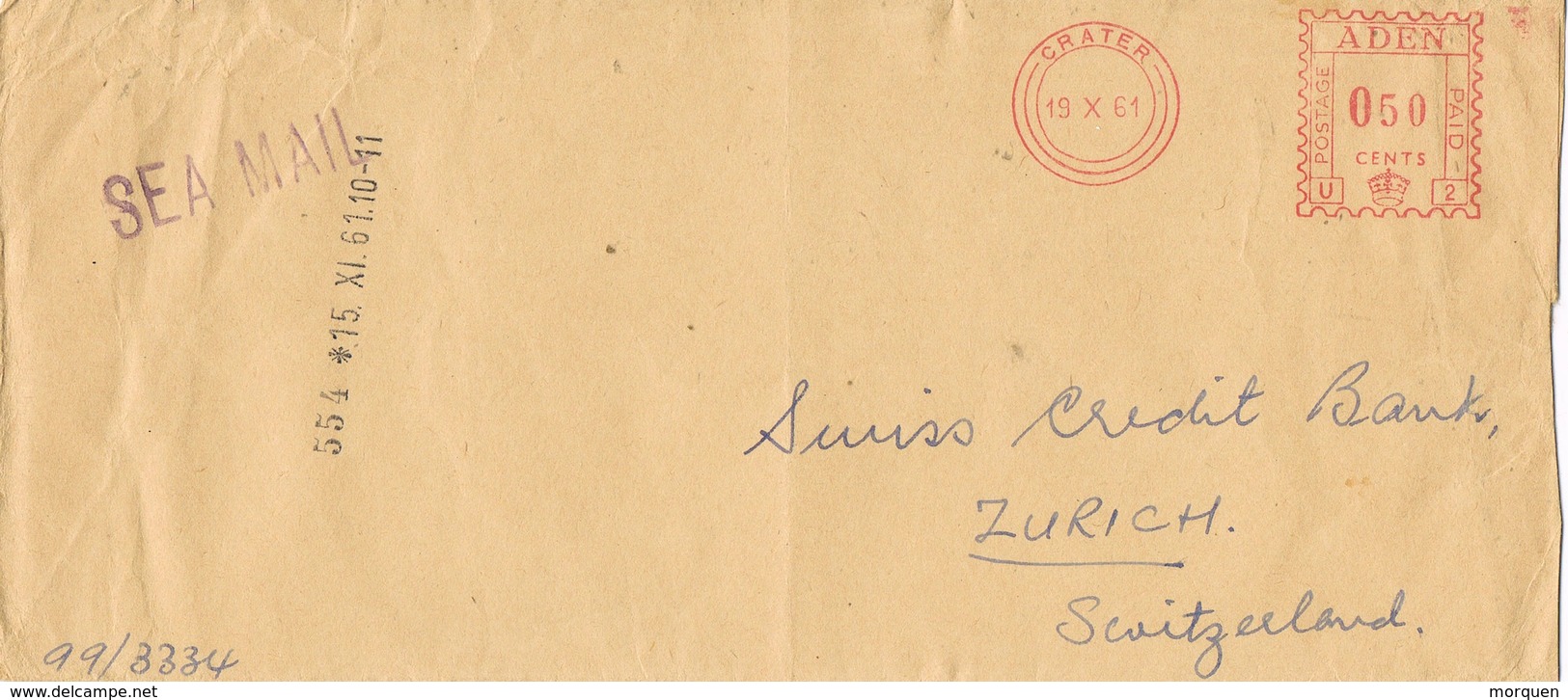 30947. Carta SEA MAIL, Por Barco CRATER (Aden) Yemen 1961 - Jemen