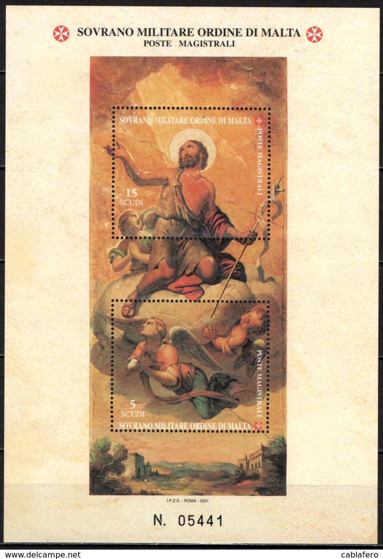 SMOM - 2001 -  SAN GIOVANNI: CAPPELLA DEL PALAZZO MAGISTRALE - FOGLIETTO - SOUVENIR SHEET - MNH - Sovrano Militare Ordine Di Malta