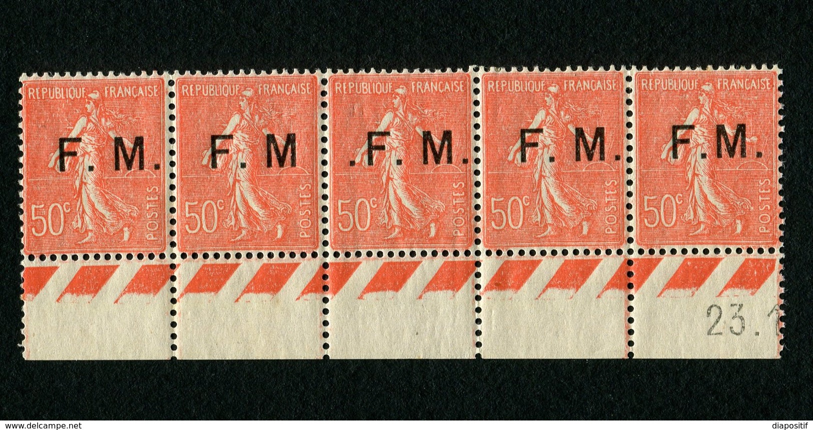 Exceptionnelle Bande F. M. Avec Les 3 Variétés Réunies (rare) : N° 6 - 6a - 6b - 6 - 6c Neufs ** - TTBE - Francobolli  Di Franchigia Militare