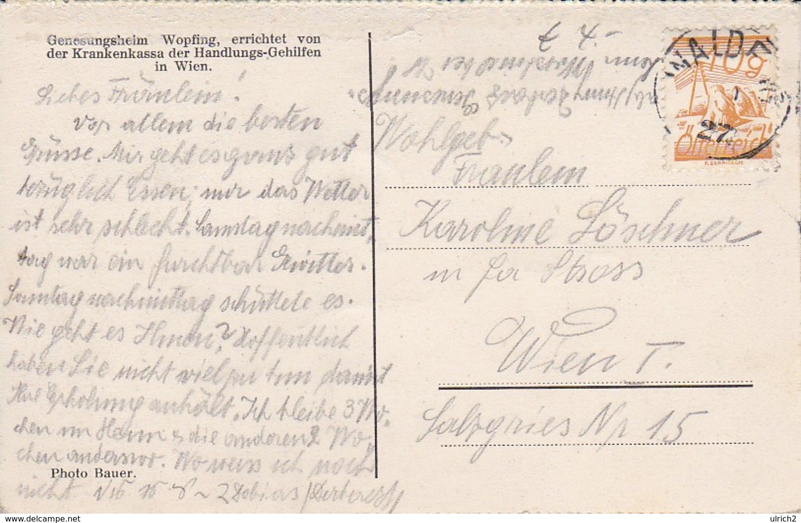 AK Waldegg - Genesungsheim Wopfing - Tagraum - 1927 (38521) - Wiener Neustadt