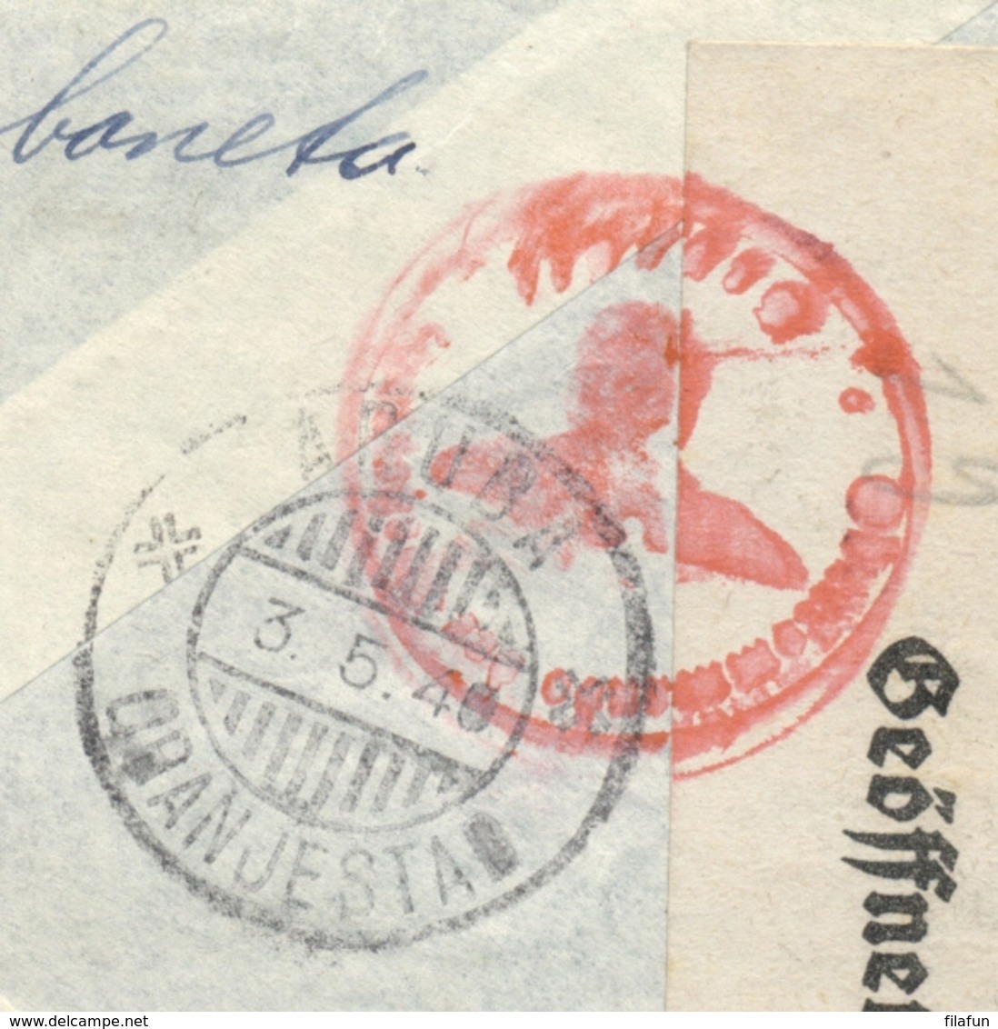 Curacao - 1940 - 2x 30 Cent Luchtpost Op Censored Cover Van KB ARUBA/St NICOLAAS Via KB ARUBA/ORANJESTAD Naar Den Haag - Curaçao, Antilles Neérlandaises, Aruba