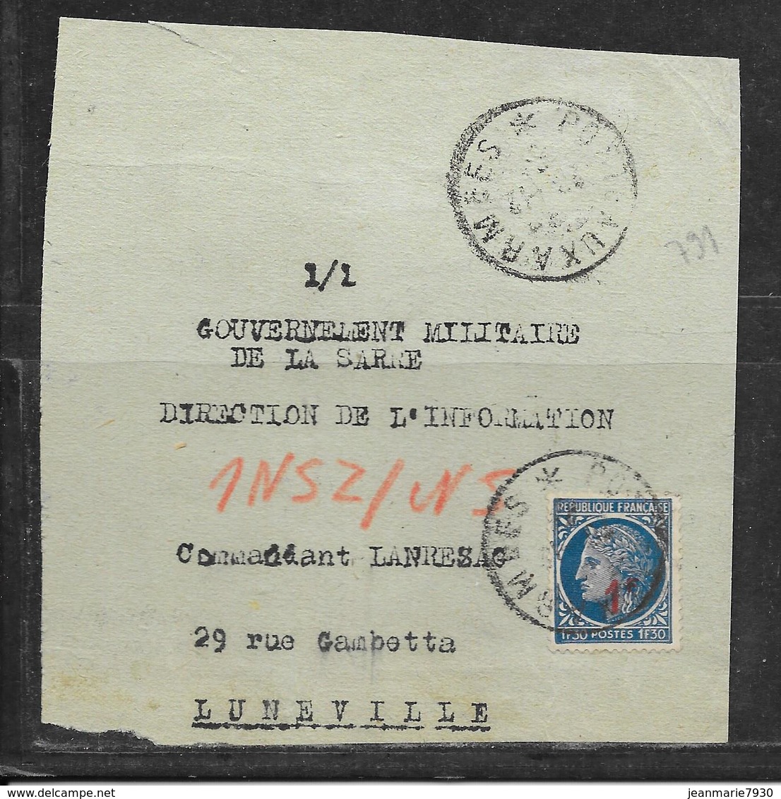 LOT 1812232 - N° 791 SUR DEVANT DE LETTRE OBLITEREE POSTE AUX ARMEES  POUR LUNEVILLE - 1921-1960: Modern Period