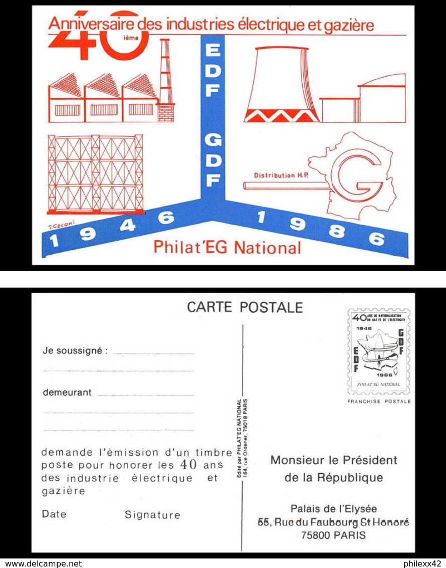 4456 Edf Gdf Demande De Creation De Timbre Au President Dde La Republique Carte Postale France Entier Postal Stationery - Cartes Postales Types Et TSC (avant 1995)