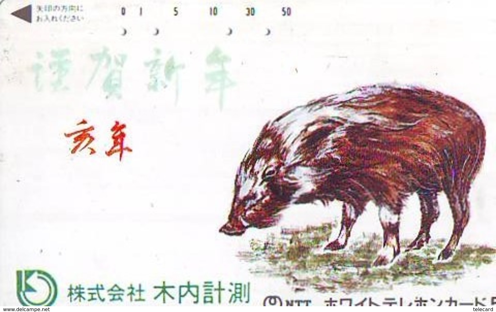 Télécarte Japon *  YEAR Of The PIG (己亥) ZODIAC  (598) COCHON * PHONECARD JAPAN * TK * SCHWEIN * PORCO * VARKEN - Zodiaque