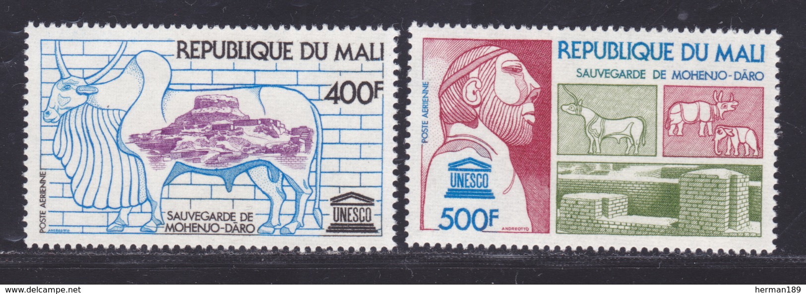 MALI AERIENS N°  283 & 284  ** MNH Neuf Sans Charnière, TB (D8083) UNESCO, Sauvegarde Du Temple De Ohenjo-Daro - 1976 - Malí (1959-...)