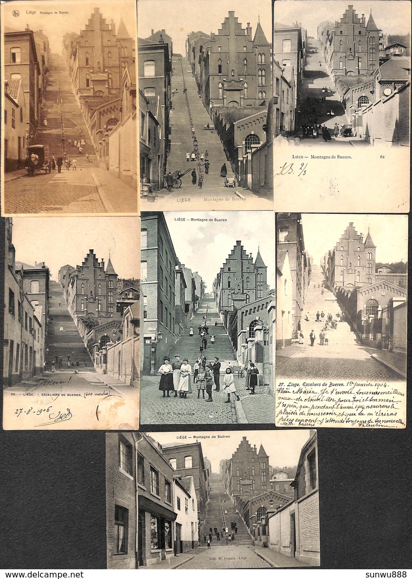 Liège - Variation 7 Cartes Montagne De Bueren (animée, Attelage...) - Luik