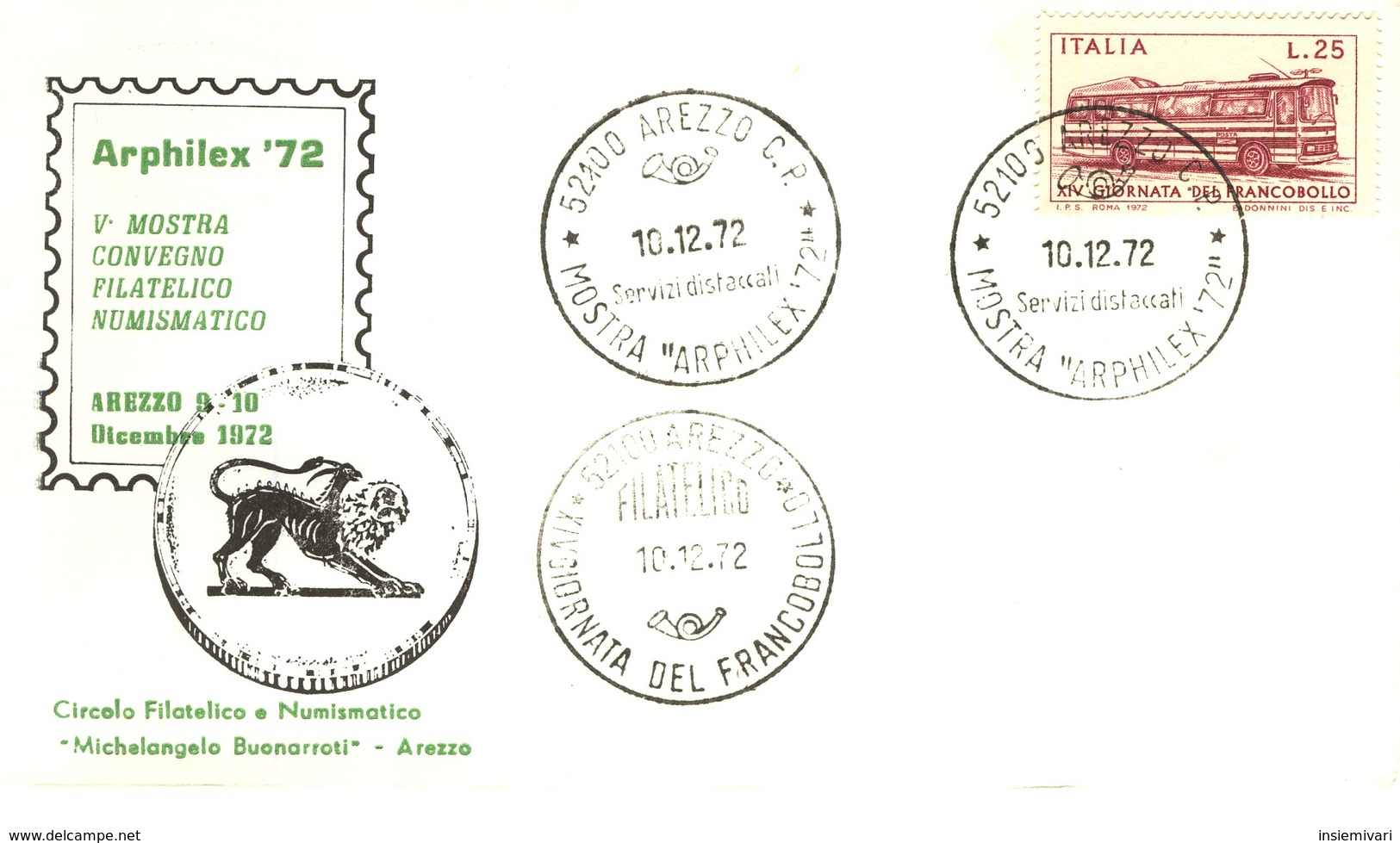 1972 ITALIA GIORNATA DEL FRANCOBOLLO FDC. - FDC