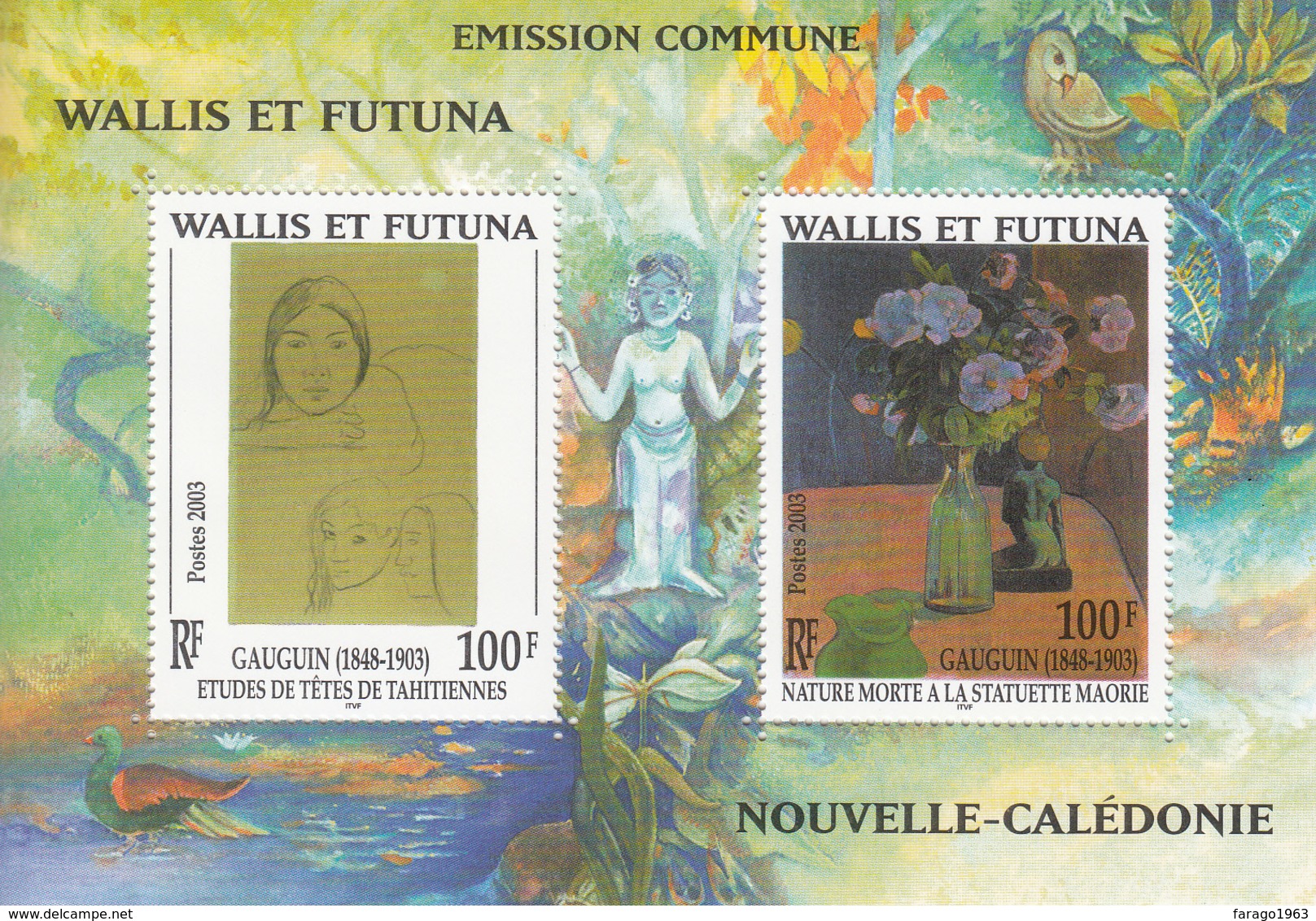 2003 Wallis & Futuna Art Paintings Gauguin Souvenir Sheet Joint Issue MNH - Ungebraucht