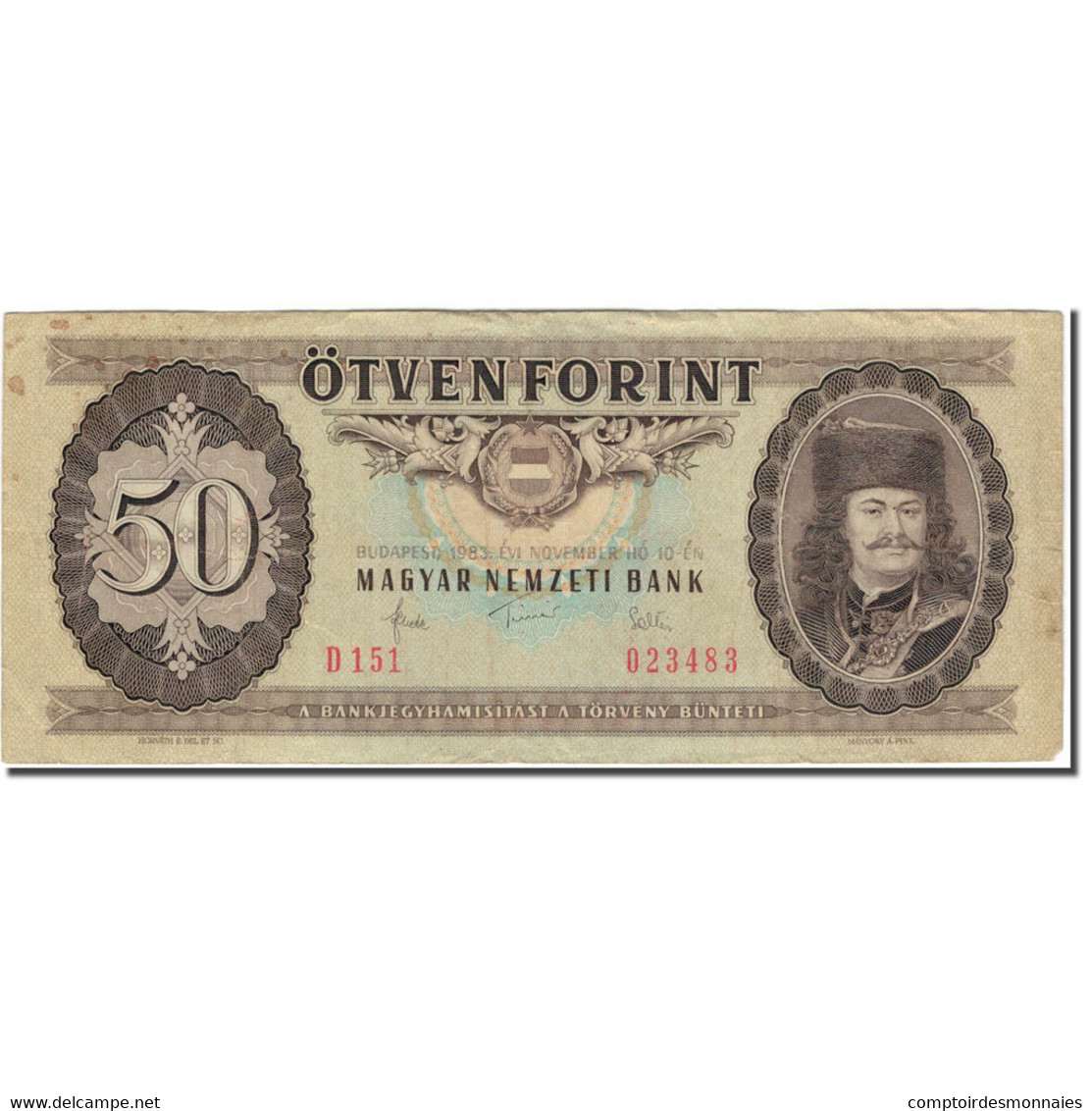 Billet, Hongrie, 50 Forint, 1983-11-10, KM:170f, TB - Hongrie