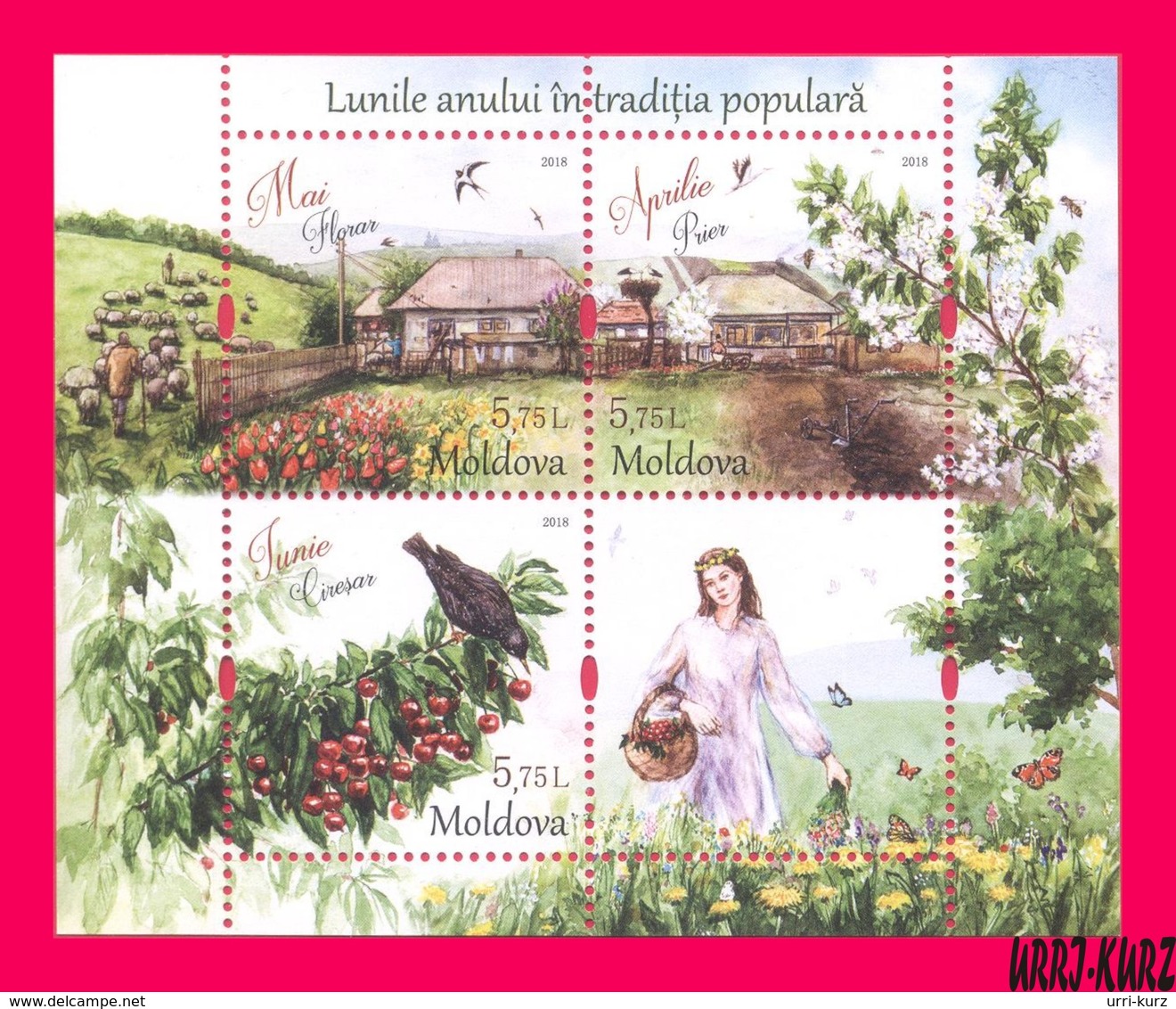 MOLDOVA 2018 Months Of Year In Folk National Traditions Spring April May June S-s Mi Bl.80(1042-1044) Sc980 MNH - Other & Unclassified