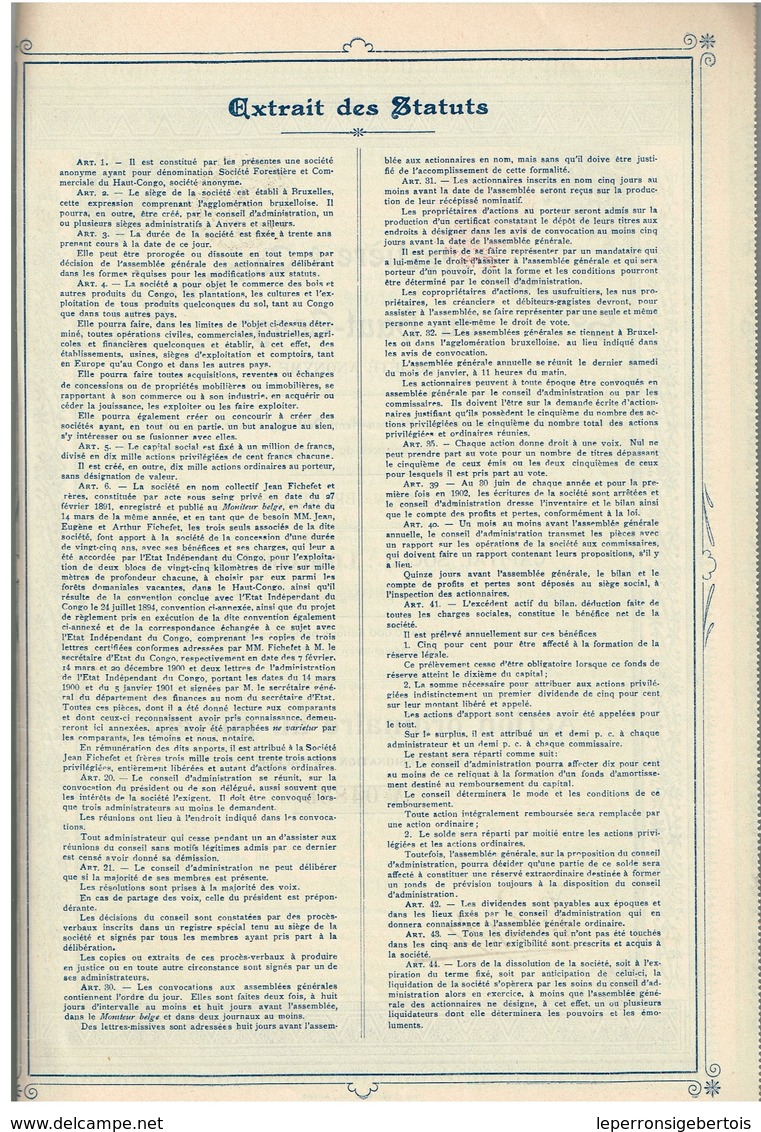 Action Ancienne - Société Forestière & Commerciale Du Haut Congo - Titre De 1901 - - Afrique