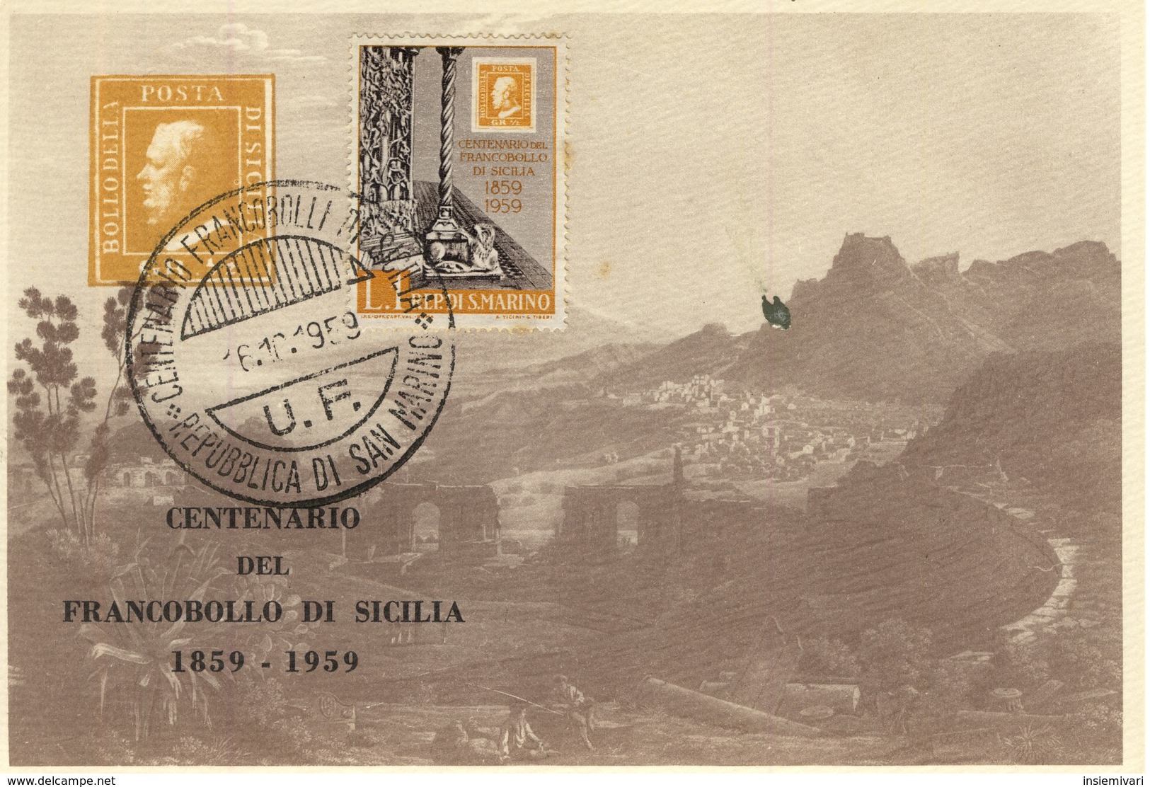 SAN MARINO - 1959 - Centenario Dei Primi Francobolli Di Sicilia.fdc Su 6 Cartoline.£.1+£.2+£.3+£.4+£.5+£.25. - FDC