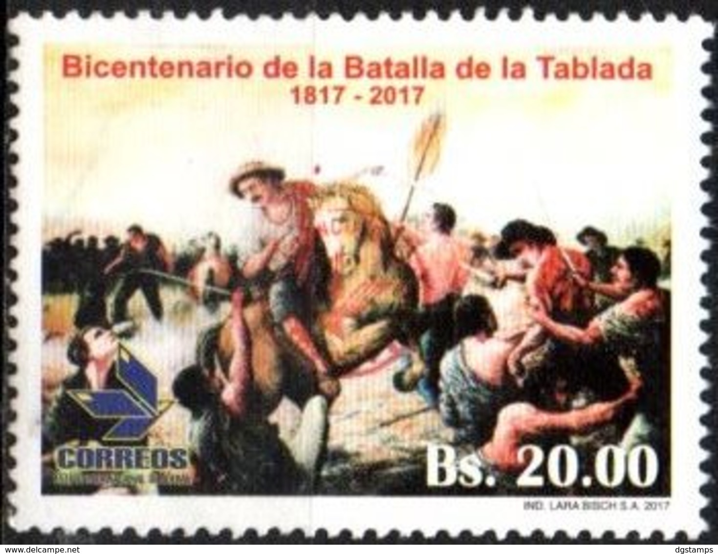 Bolivia 2018 ** CEFIBOL 2317 (2017 #2301) Batalla De La Tablada. Habilitado "Agencia Boliviana De Correos". - Bolivia