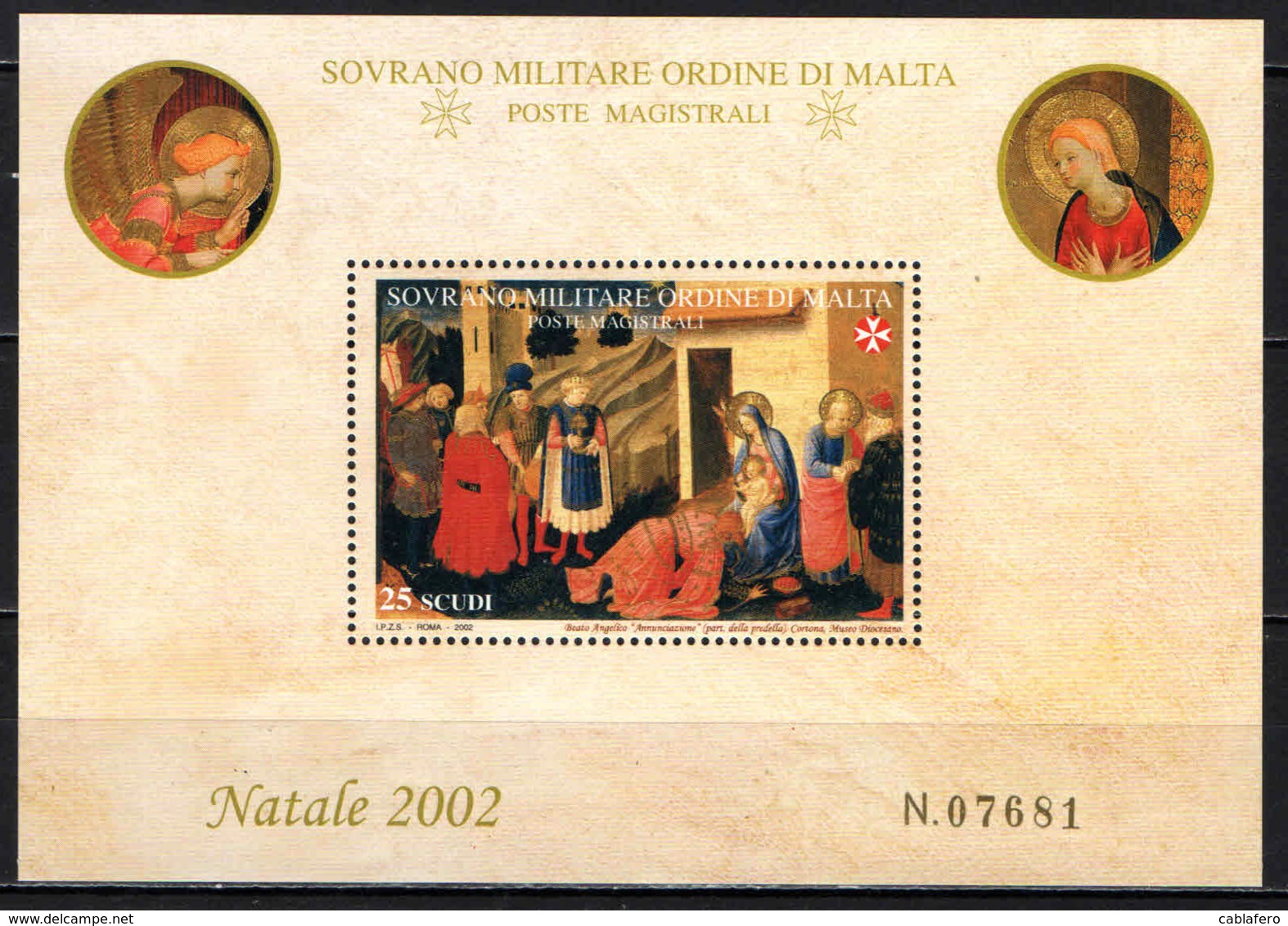 SMOM - 2002 - NATALE: PREDELLA "ANNUNCIAZIONE" DEL BEATO ANGELICO - FOGLIETTO - SOUVENIR SHEET - MNH - Sovrano Militare Ordine Di Malta