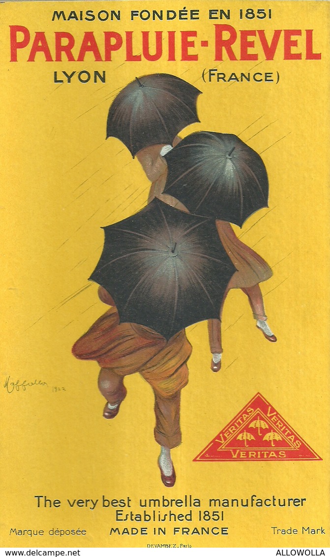 2086 "PARAPLUIE - REVEL - LYON - FRANCE - 1922-ILLUSTRAZIONE DI LEONETTO CAPPIELLO" CARTONCINO  ORIGINALE - Paperboard Signs