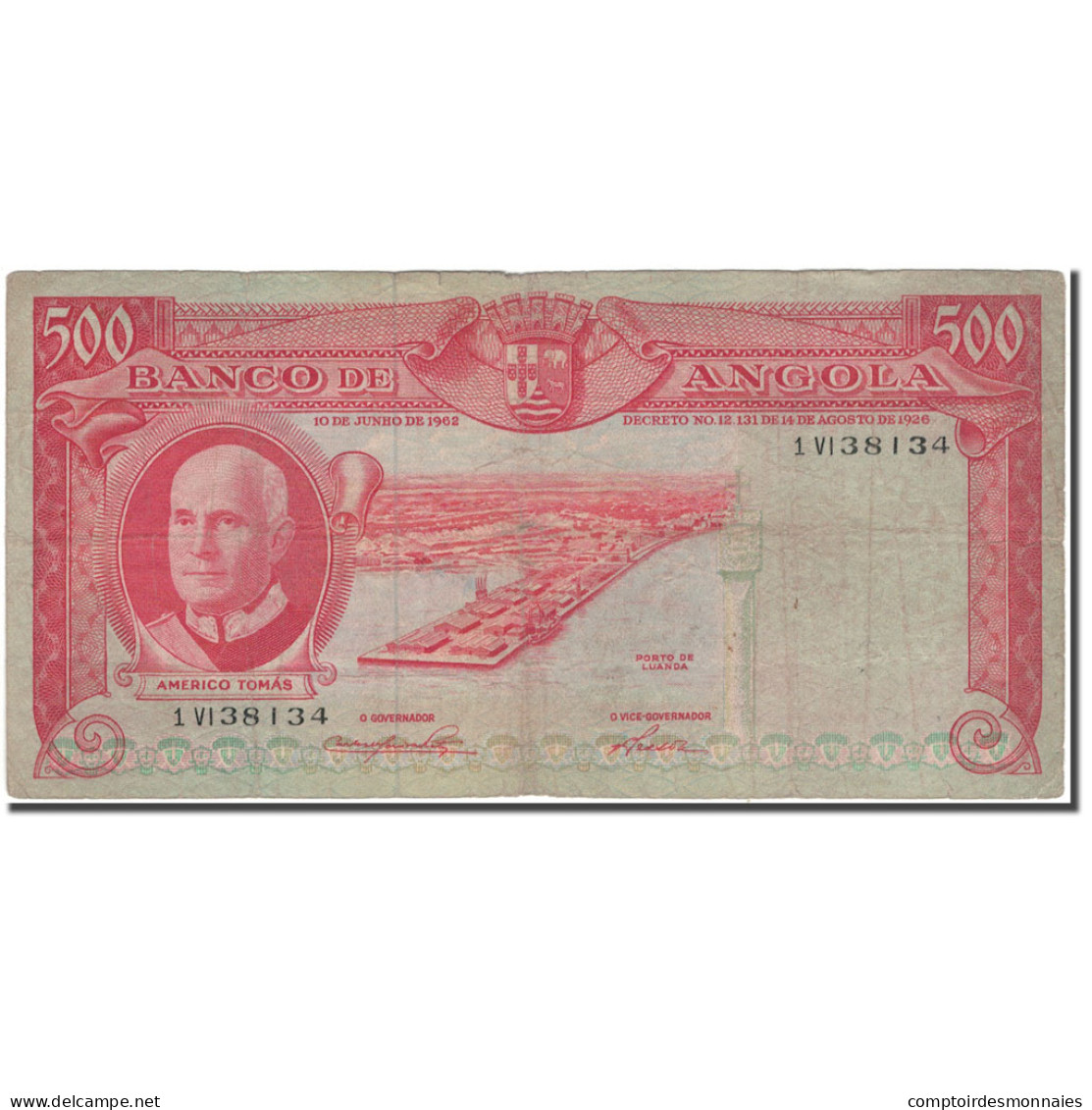 Billet, Angola, 500 Escudos, 1962-06-10, KM:95, B+ - Angola