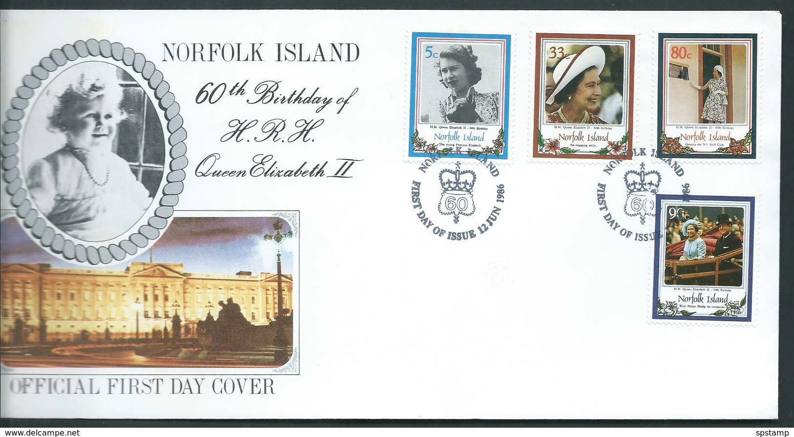 Norfolk Island 1986 QEII 60th Birthday Set 4 On FDC Official Unaddressed - Norfolk Island