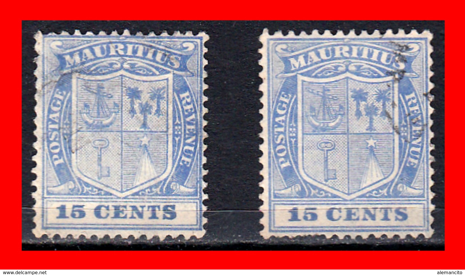 MAURITIUS SELLOS AÑO 1910 – 15 Ctms. ULTRAMARINE ARMS - Mauritania (1960-...)