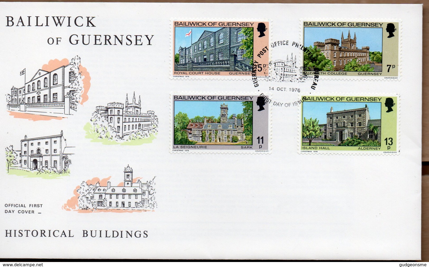 1976 Christmas Buildings Set FDC - Guernsey