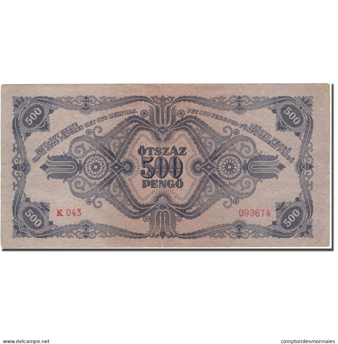 Billet, Hongrie, 500 Pengö, 1945-05-15, KM:117a, TTB+ - Hungría