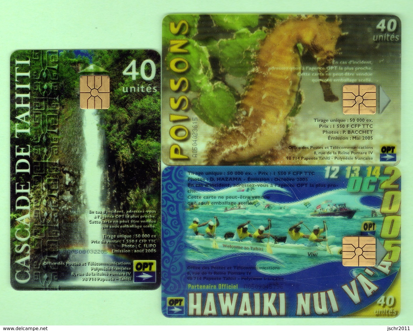 POLYNESIE *** LOT DE 3 TELECARTES TRANSPARENTES Differentes *** - Polynésie Française