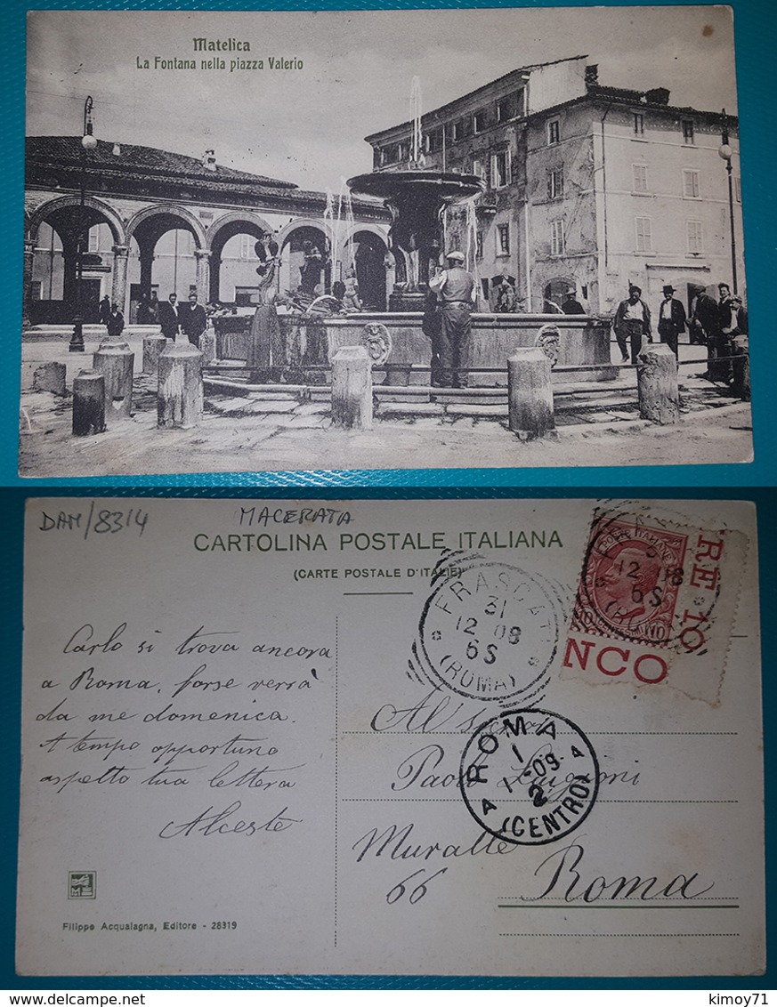 Cartolina Matelica (Macerata) - La Fontana Nella Piazza Valerio. Viaggiata 1908 - Macerata