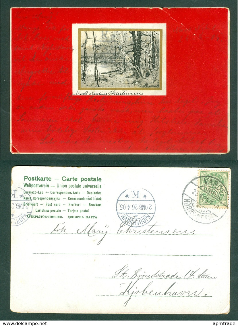 Postcard. 1905. 5 Ore RPO/Railway Cancel. Varde-Nørre Nebel. Adr:Copenhagen. See Condition - Covers & Documents