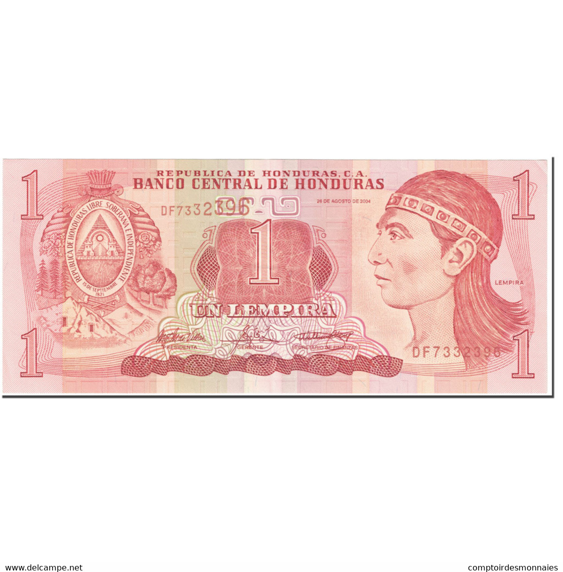 Billet, Honduras, 1 Lempira, 2004, 2004-08-26, KM:84d, SPL+ - Honduras