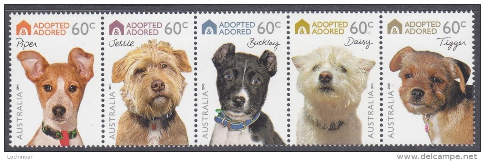 AUSTRALIA, 2010 DOGS STRIP 5 MNH - Mint Stamps
