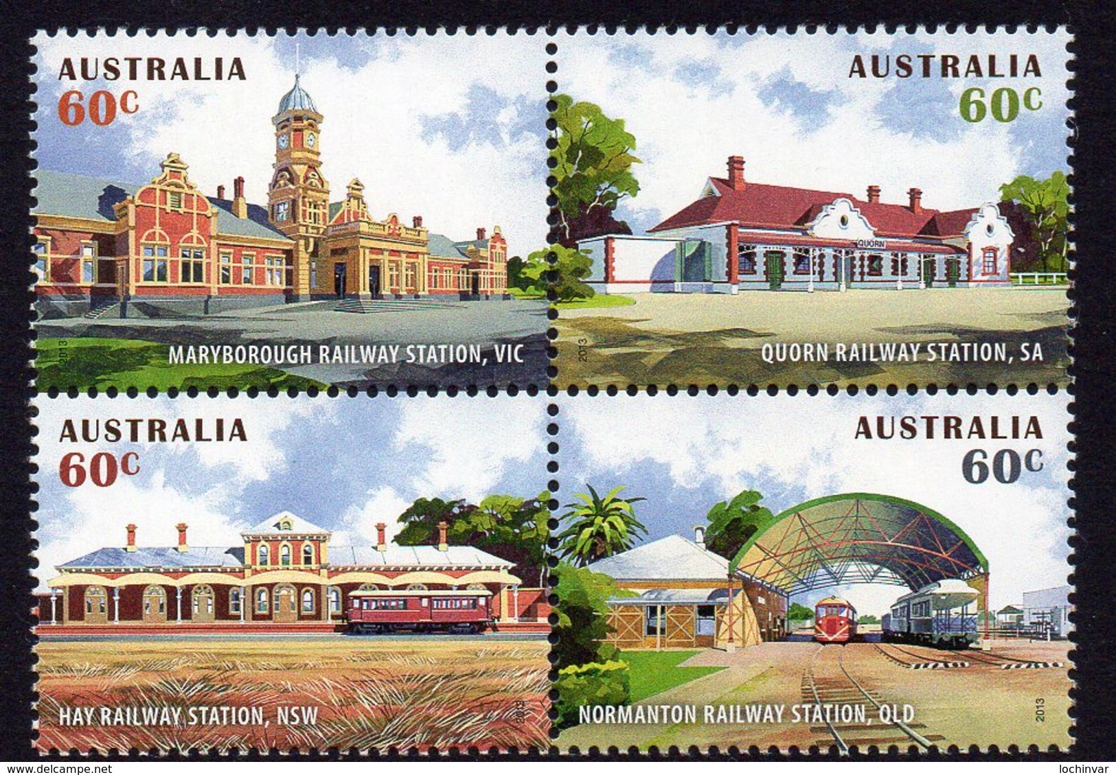 AUSTRALIA, 2013 RAILWAY STATIONS BLOCK 4 MNH - Mint Stamps