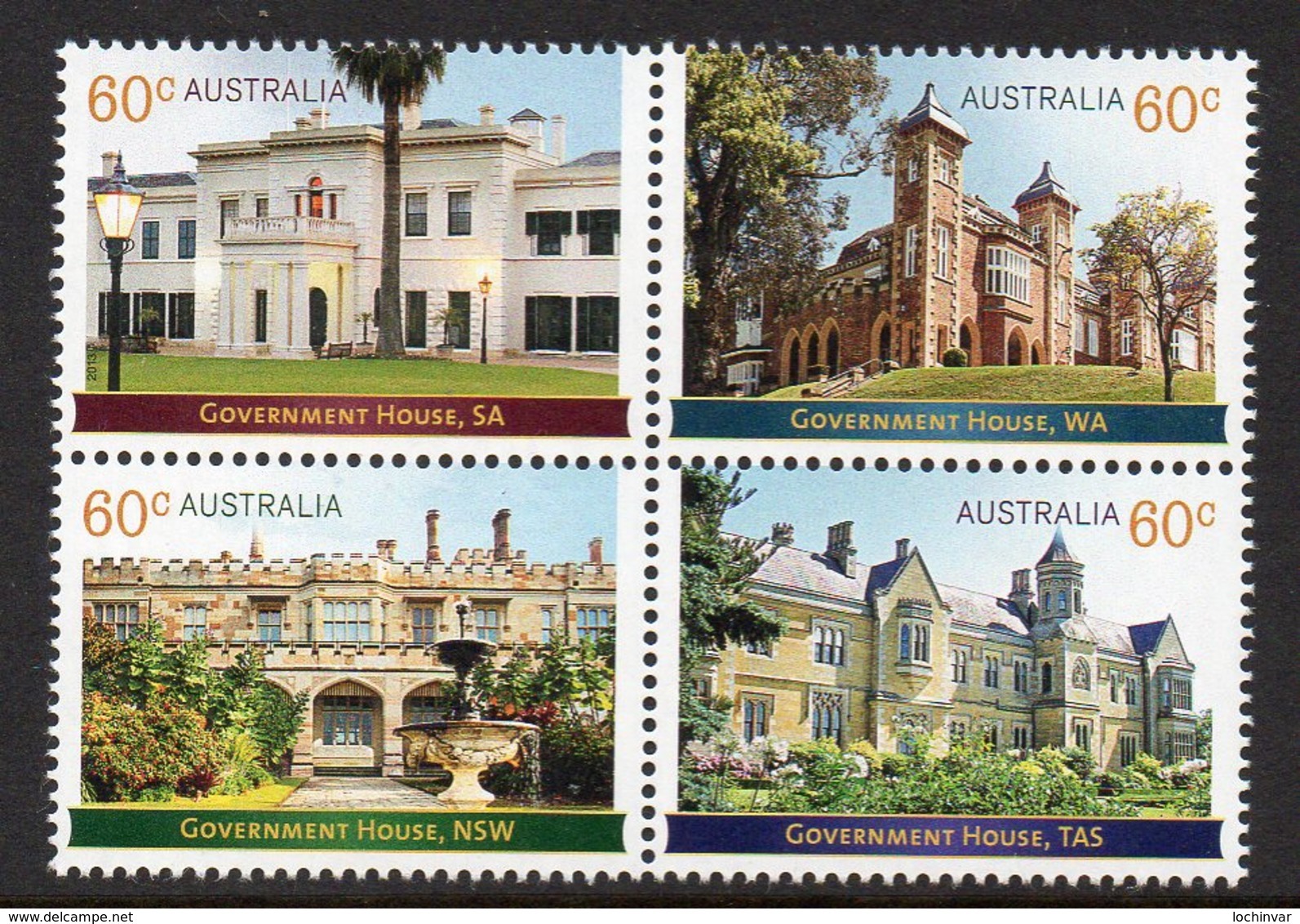 AUSTRALIA, 2013 GOVERNMENT HOUSES BLOCK 4 MNH - Mint Stamps