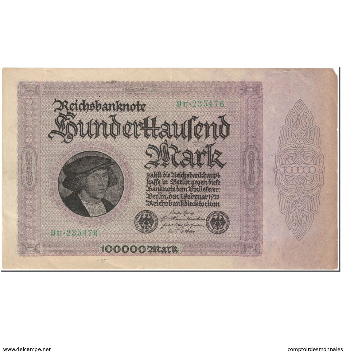 Billet, Allemagne, 100,000 Mark, 1923, 1923-02-01, KM:83a, SUP - 100000 Mark