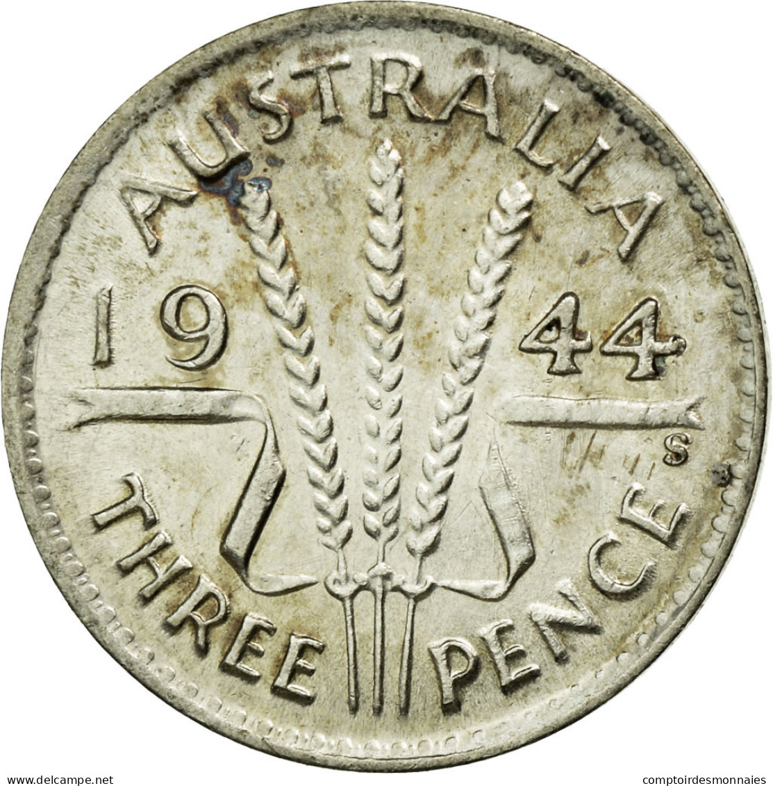 Monnaie, Australie, George VI, Threepence, 1944, TTB, Argent, KM:37 - Threepence