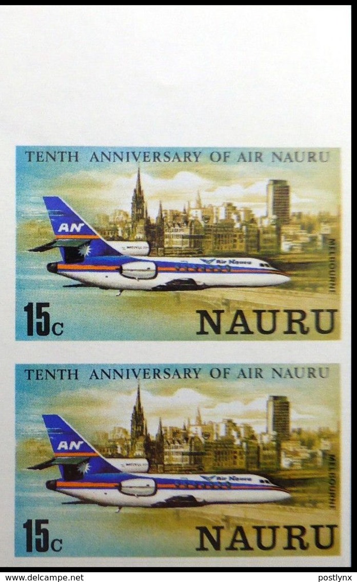 NAURU 1980 Airplane Melbourne 15c IMPERF.MARG PAIR Canada-related - Nauru