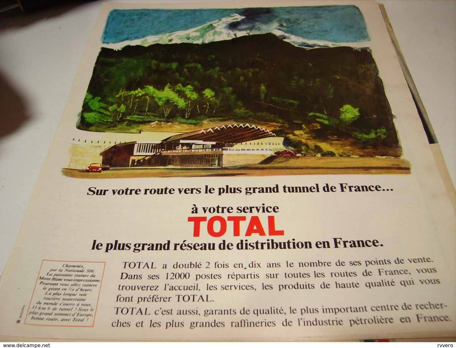 ANCIENNE PUBLICITE CHAMONIX LE PLUS GRAND TUNNEL  AVEC TOTAL 1969 - Autres & Non Classés