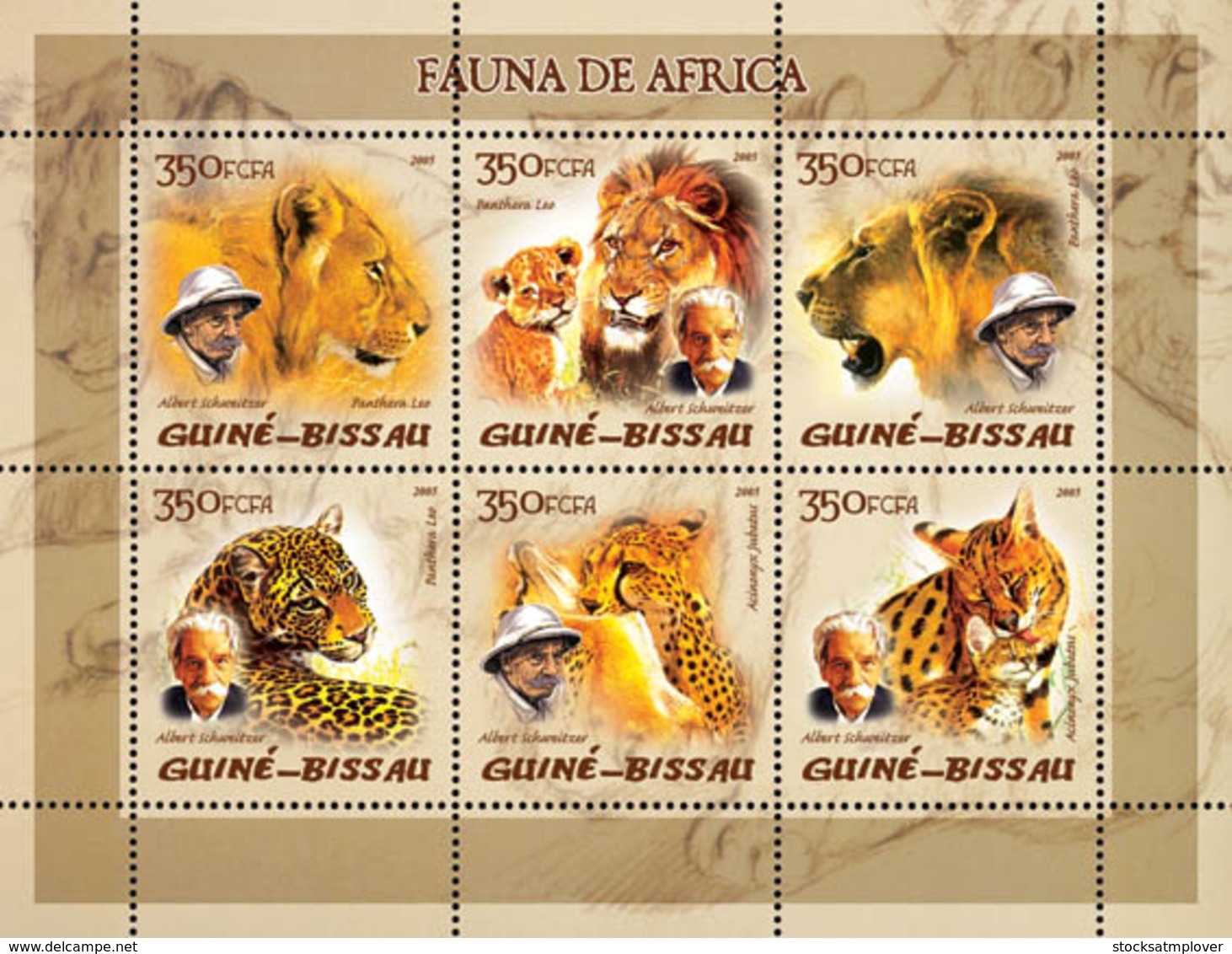 Guinea Bissau 2005  Fauna Of Africa (wild Cats), Lions  A. Schweitzer - Guinea-Bissau