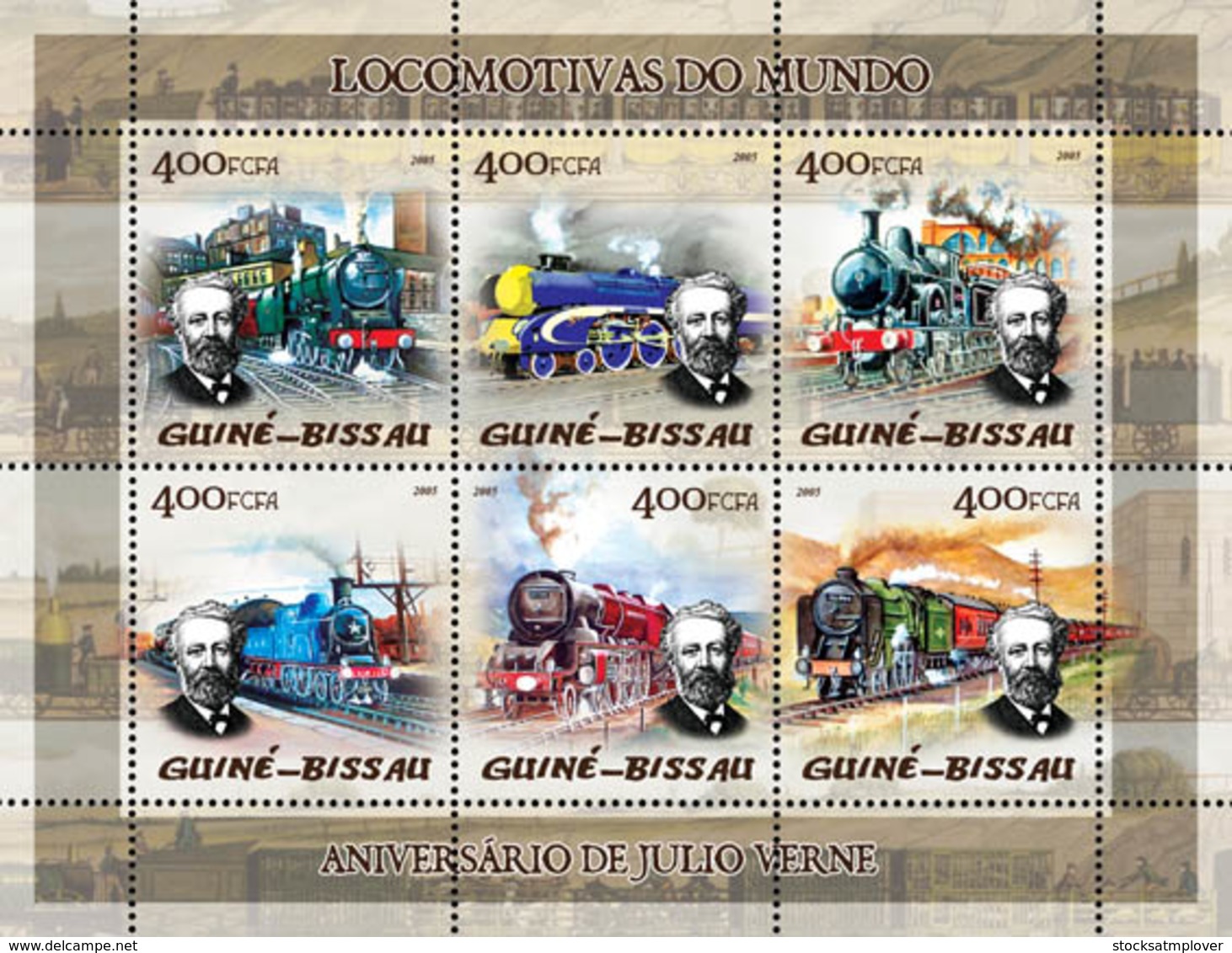 Guinea Bissau 2005 Trains (steam Trains) & Anniversary Jules Verne - Guinea-Bissau