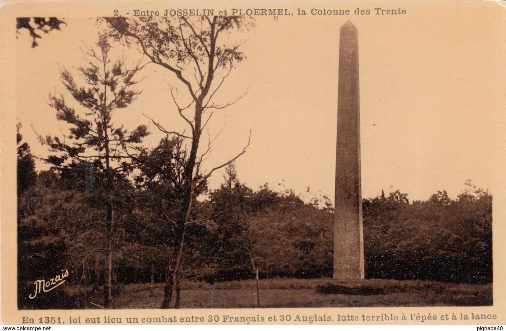 Cp , 56 , Entre JOSSELIN Et PLOËRMEL , La Colonne Des Trente - Josselin