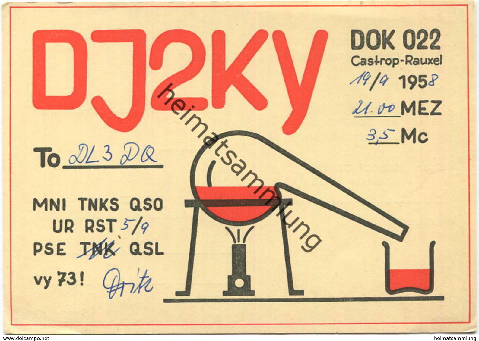 QSL - Funkkarte - DJ2KY - Castrop-Rauxel - 1958 - Amateurfunk