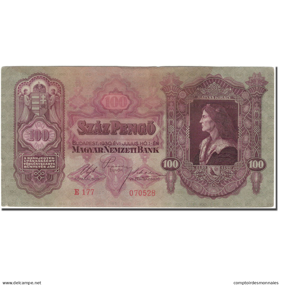 Billet, Hongrie, 100 Pengö, 1930-07-01, KM:98, SUP - Hongrie