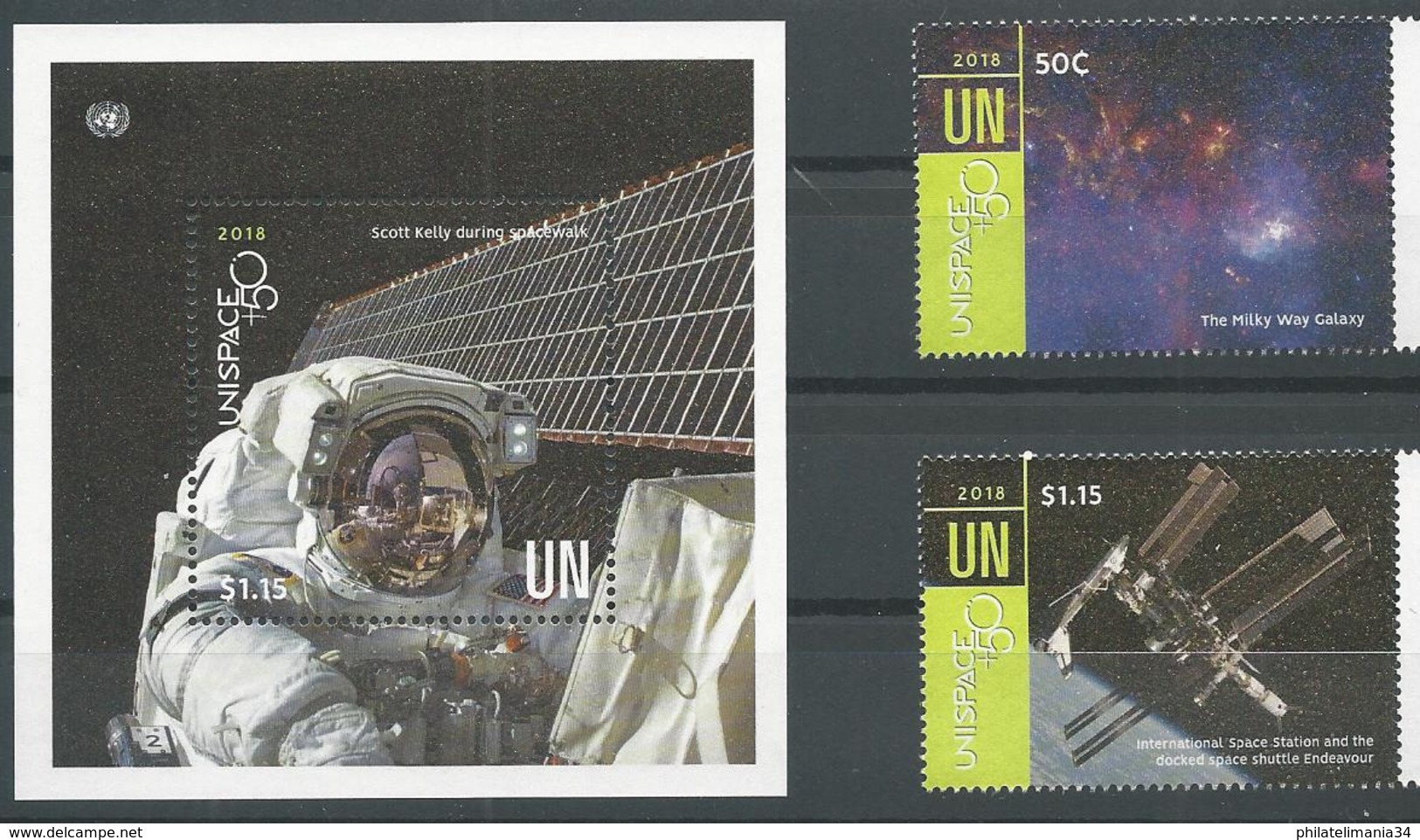 NU 2018 - Bureau De New York - UNISPACE+50 (2v+bloc) - Unused Stamps