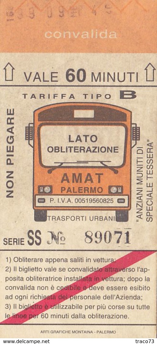 PALERMO / Servizio Urbano _ Biglietto-Tiket - Europe