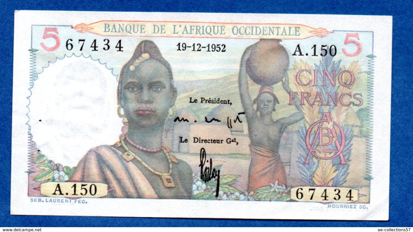 B A O -  5 Francs 19/12/1952  -  état SUP - États D'Afrique De L'Ouest